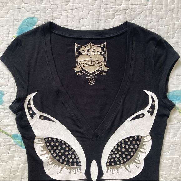 Y2K Bedazzled Low Cut Butterfly Tee 🦋 - Picture 2 of 7